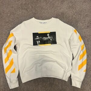 Off-White Cream Sweater with Yellow Stripes